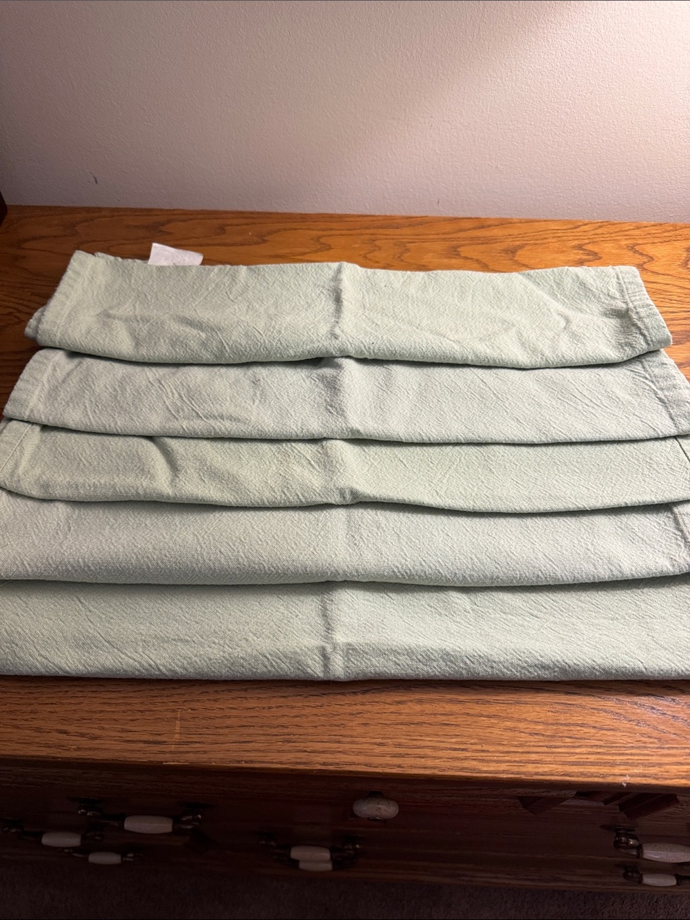 5 Light Green cotton cloth napkins